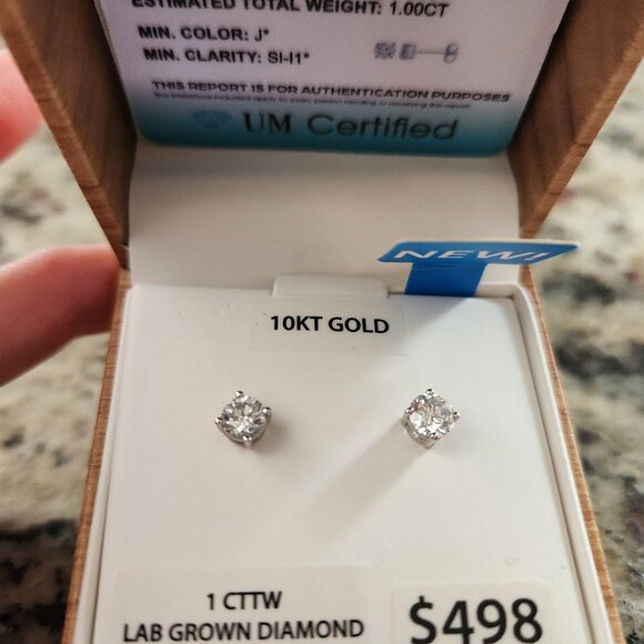 Unique Moments 1 carat lab created Diamond earrings - Picture 1 of 7